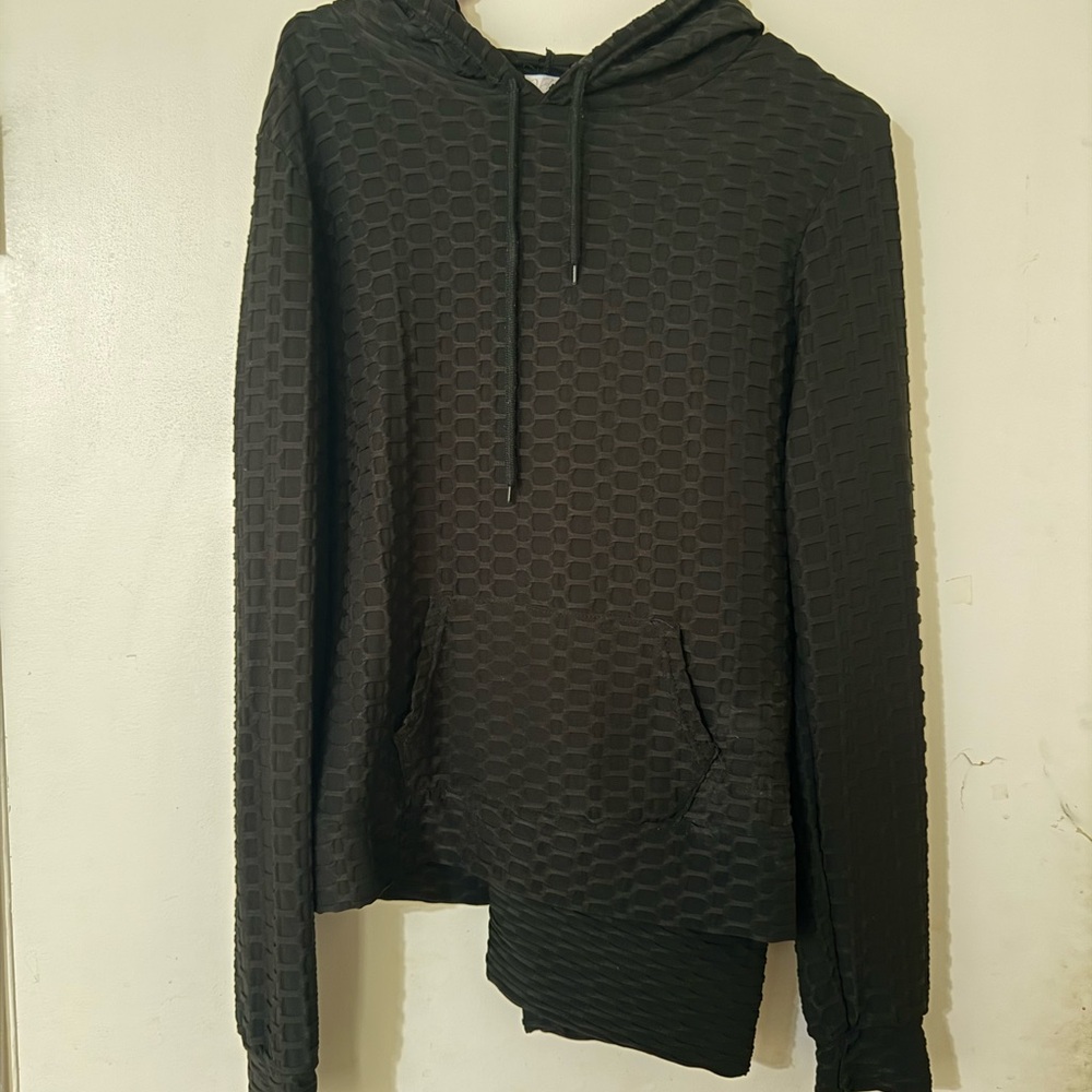 Black Textured Hoodie Sweater with leggings set